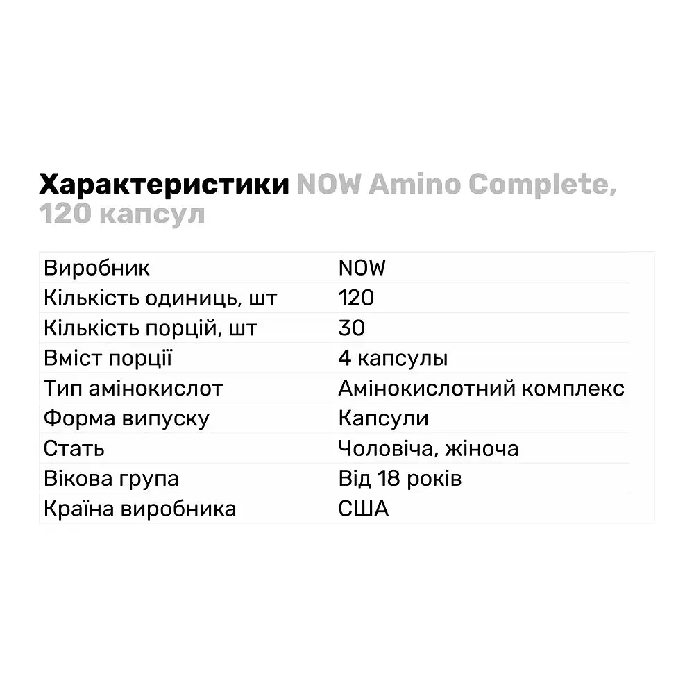 Аминокислота NOW Amino Complete, 120 капсул - фото 3