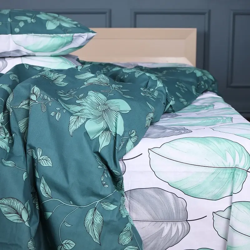 Комплект постільної білизни MirSon Ranforce Elite 17-0718 Emerald Foliage 2 x 160 x 220 см зелений (2200010685343) - фото 4