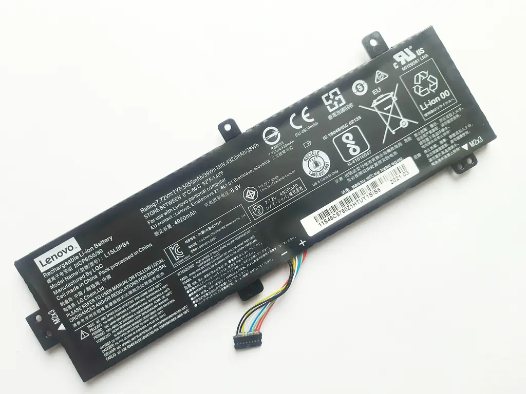 Акумулятор для ноутбука Lenovo IdeaPad 510-15 L15L2PB4, 5055 mAh (39Wh), 2cell, 7.72V, Li-ion, чорний - фото 2