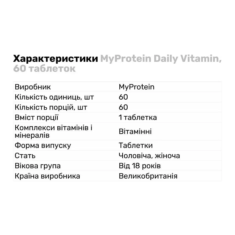 Вітаміни та мінерали MyProtein Daily Vitamin 60 таблеток - фото 2