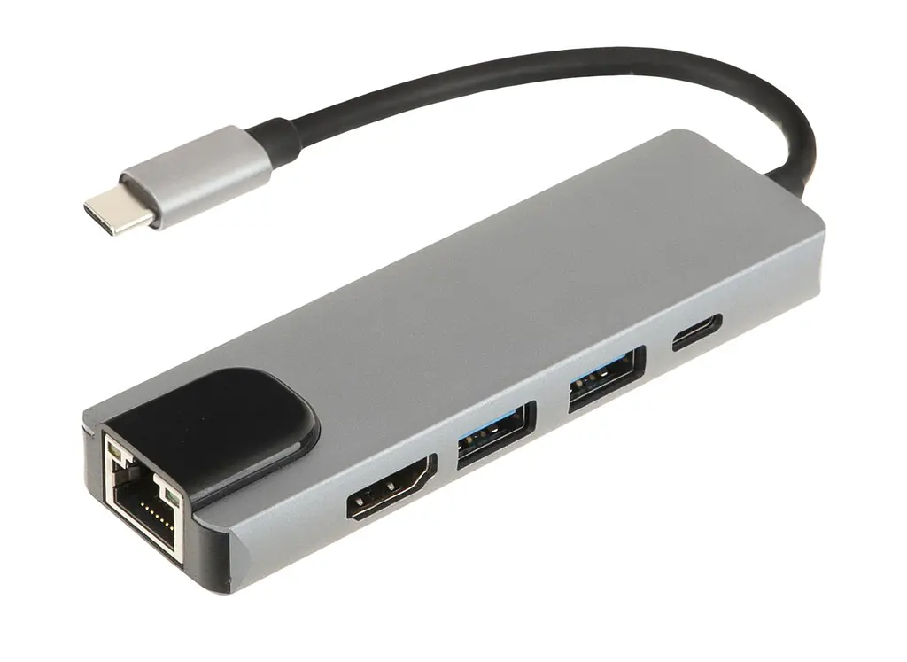 Док-станція RIAS BYL-2007 5в1 USB Type C - PD/USB/HDMI/RJ-45 (3_00418)