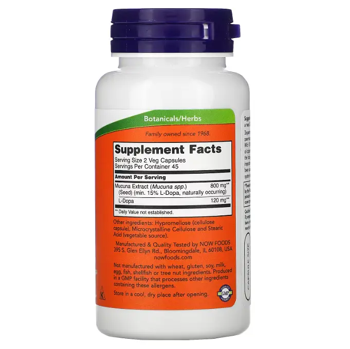 Другие экстракты Dopa Mucuna 90 капсул NOW vit0005839 - фото 2