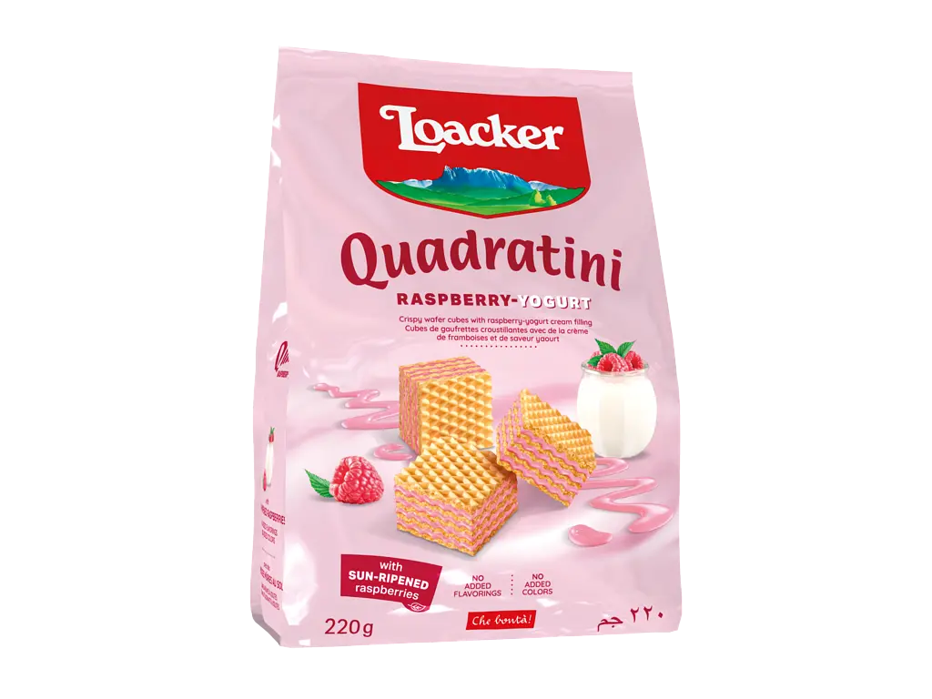 Вафлі Loacker Quadratini Raspberry Yogurt 220 г