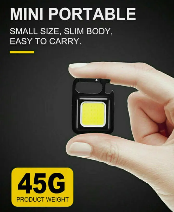 Міні ліхтарик брелок WD COB Rechargeable Keychain light з відкривалкою та магнітом світильник акумуляторний - фото 5