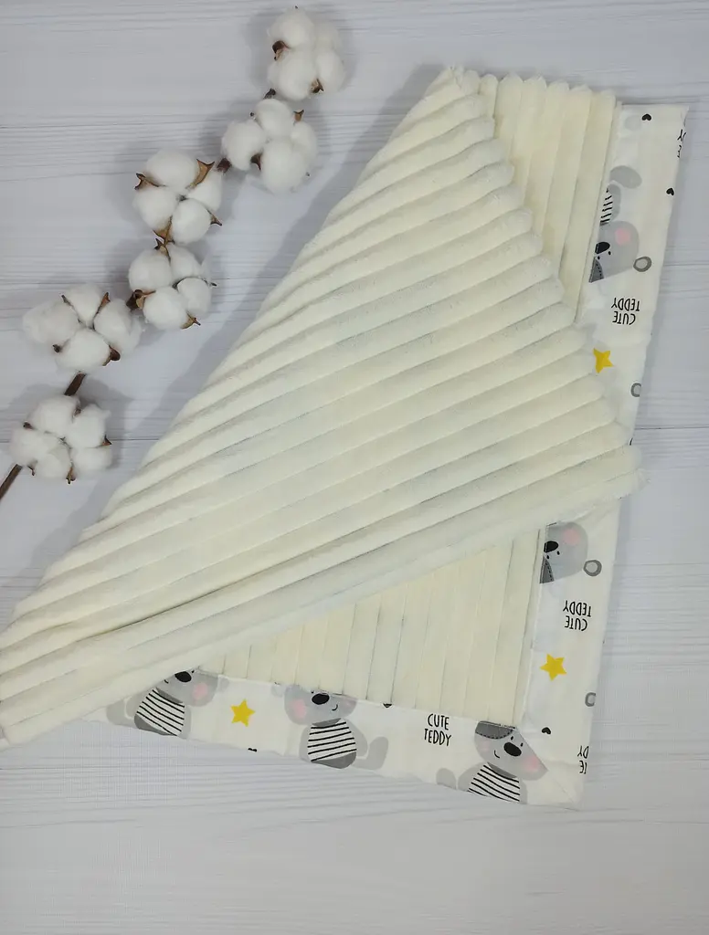 Плед дитячий плюшовий 97х97 a.l.babybox Ведмедики у зірках Молочний - фото 2