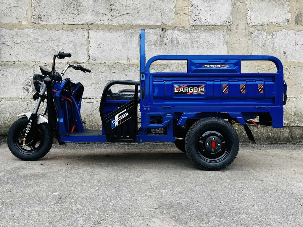 Вантажний електроскутер-самоскид триколісний CROSSER Cargo 13"  (1500W 60V, 32Ah) Синій - фото 9