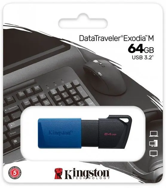 USB флеш-накопичувач Kingston DataTraveler Exodia M 64GB USB-A 3.2 Gen 1 Black/Blue (DTXM/64GB) [76430] - фото 6