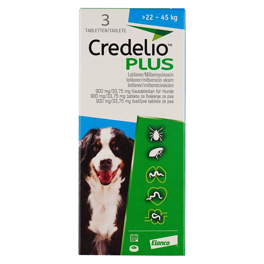 Противоразитарные таблетки для собак Credelio Plus от блох клещей и гельминтов 22-45 кг 3 шт. - фото 2
