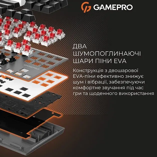 Клавіатура бездротова GamePro Genesis Joker Pro 87% Wireless/Bluetooth/USB Gray (MK124G Pro) - фото 11