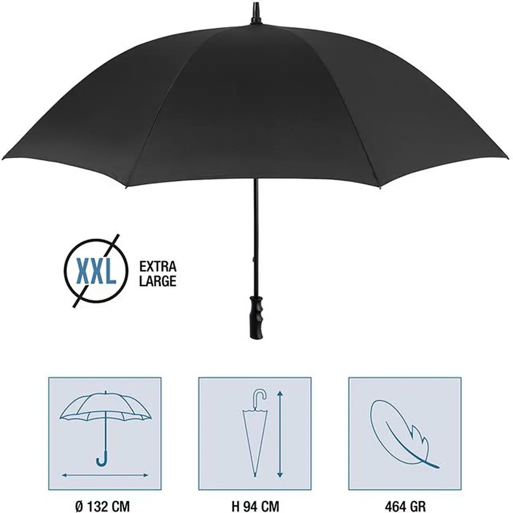 Зонт-трость Perletti Golf XXL с системой антивитер черный (P96020-01) - фото 3