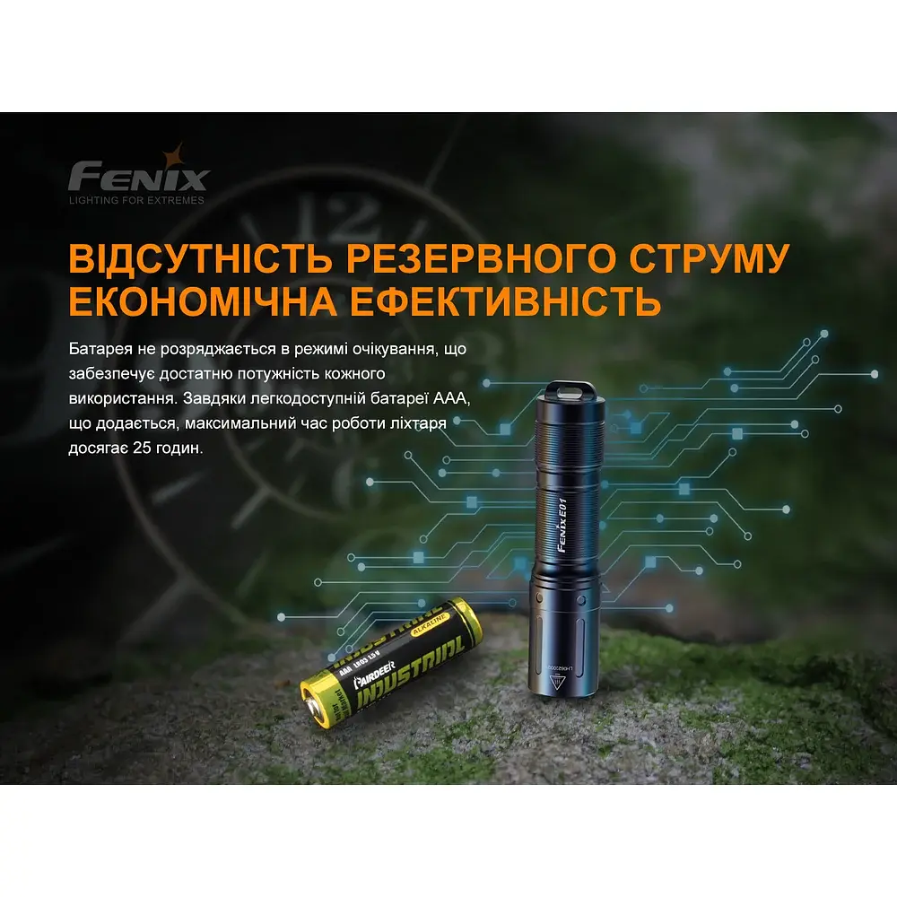 Ручний ліхтар Fenix E01 V2.0 100 люмен, авіаційний алюміній, 67х14х15 мм, чорний - фото 8