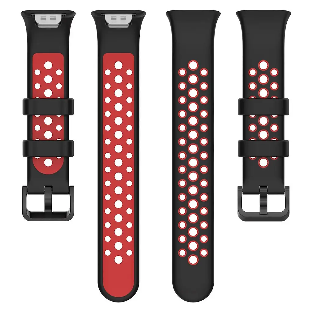 Силиконовый ремешок Primo Perfor Classic для фитнеса браслета Xiaomi Smart Band 7 Pro Black-Red - фото 3