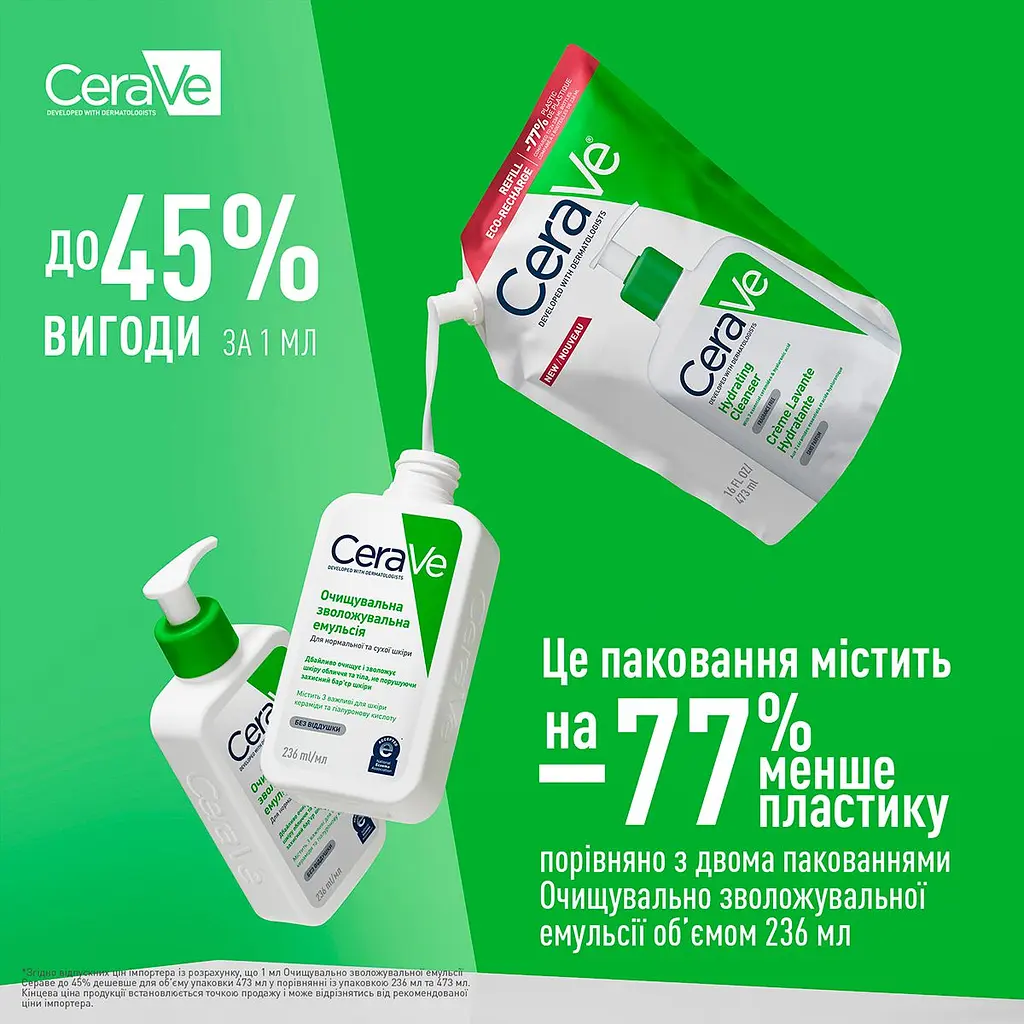 Увлажняющая очистительная эмульсия CeraVe для нормальной и сухой кожи лица и тела (сменный блок) 473 мл - фото 6