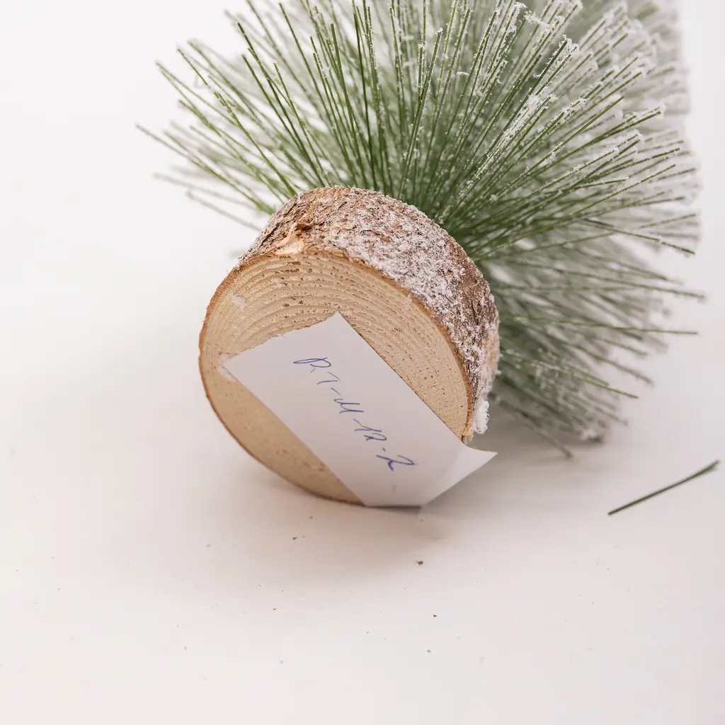 Новогодняя декоративная настольная елка зимняя Стрела 25 см на деревянной подставке Lugi SOK-М-12-2 - фото 4