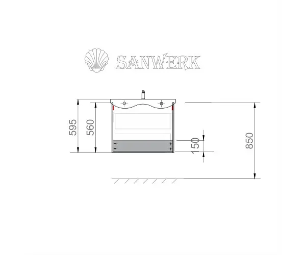 Умивальник Sanwerk з тумбою "АЛЕССА AIR SPACE LINE" 60 см, біла (MV0000870) - фото 4