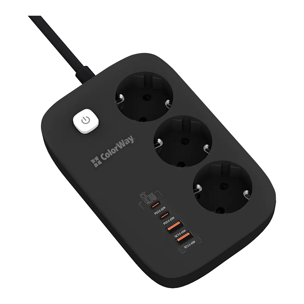 Мережевий фільтр живлення ColorWay CW-CHE34PDB 3 роз/4USB GaN3 Pro (CW-CHE34PDB) - фото 4