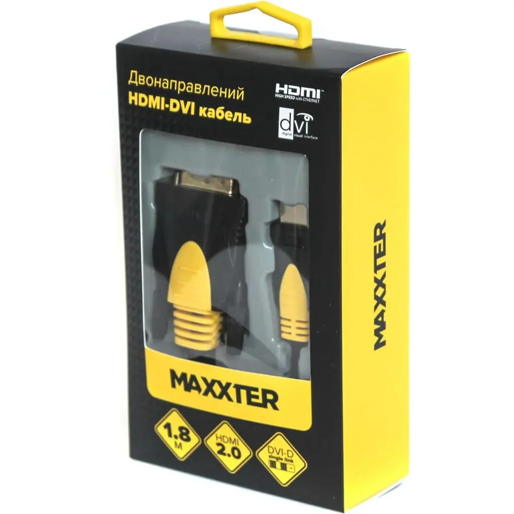 Кабель Maxxter HDMI-DVI 1.8 м (CCBP-HDMI-DVI-1.8) - фото 2