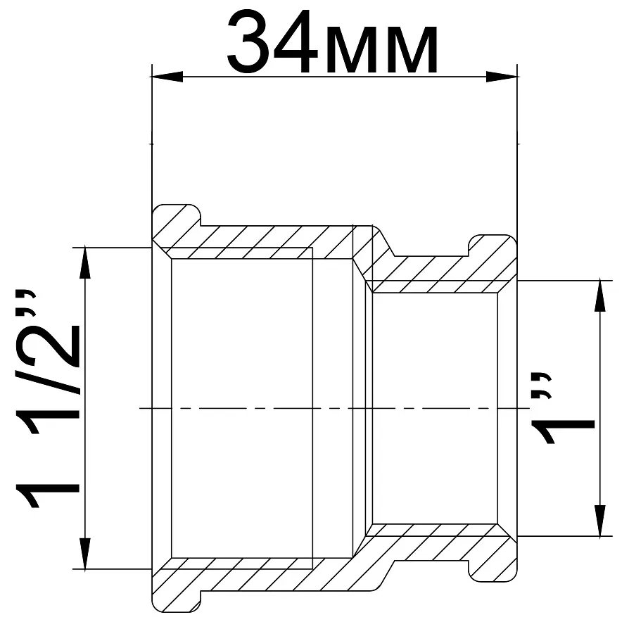 Муфта редукційна латунна 1 1/2″ВР х 1″ВР ливарна 309Б 000012378 - фото 5