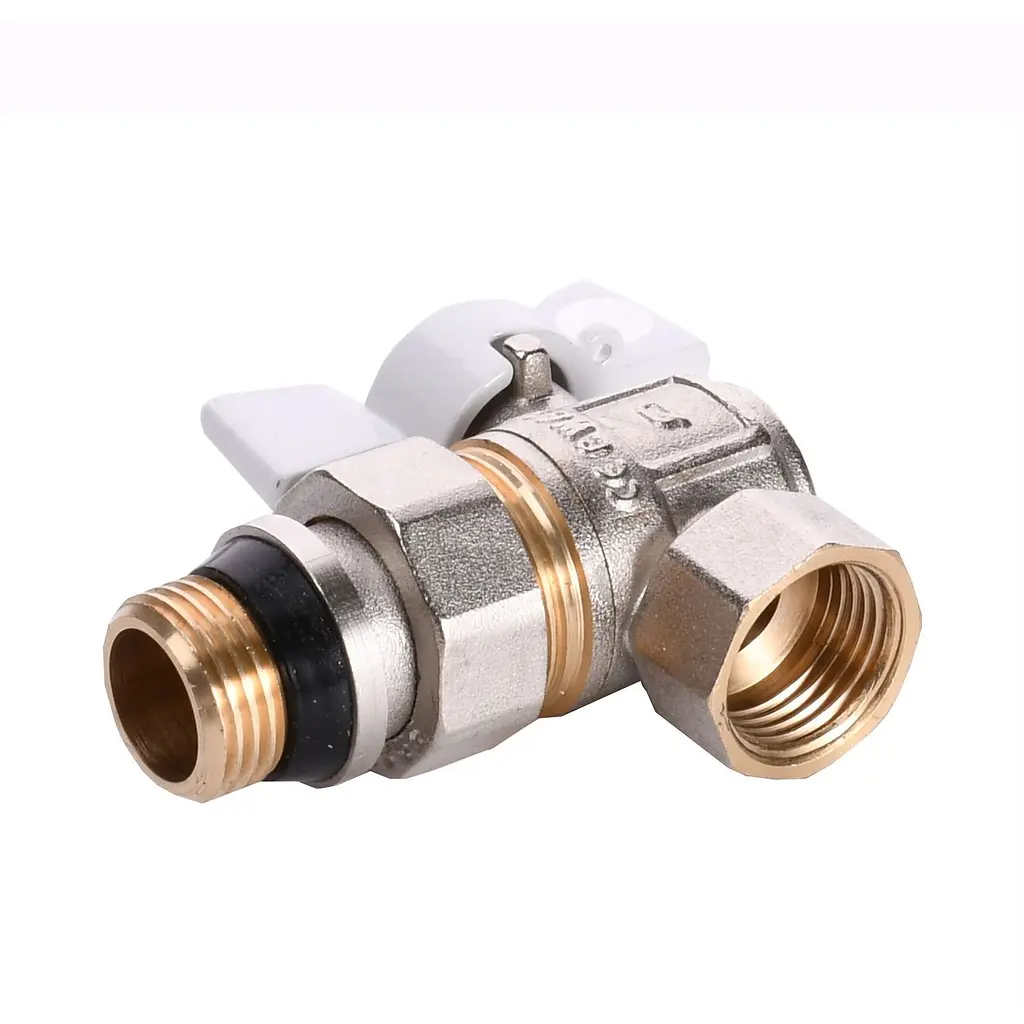 Кран кульовий кутовий з американкою Q Professional QP004 PN40 1/2″ антипротікання, Білий метелик - фото 4