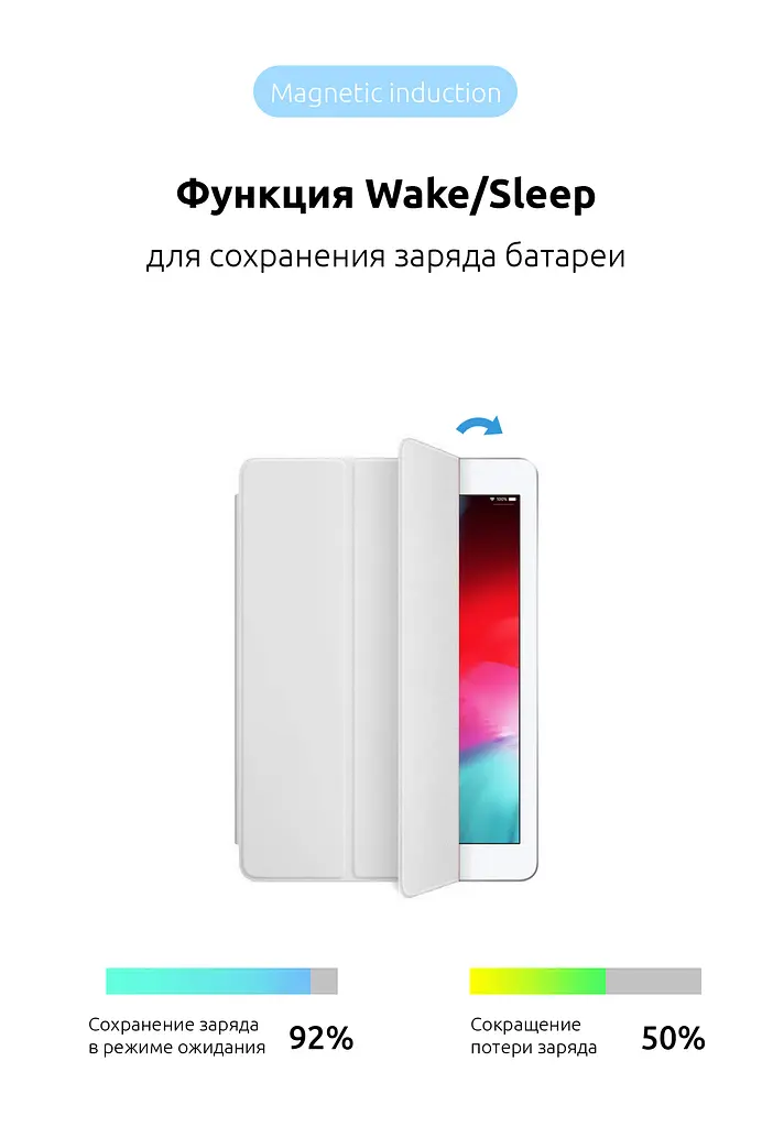 Чехол-книжка для планшета Apple iPad Air 10.9 (2020)/Air 10.9 M1 (2022), Original Smart Case, white, 10.9 , подставка на планшет, искусственная кожа, микрофибра, магнитная крышка с автоотключением экрана, ArmorStandart (ARM57675) - фото 4
