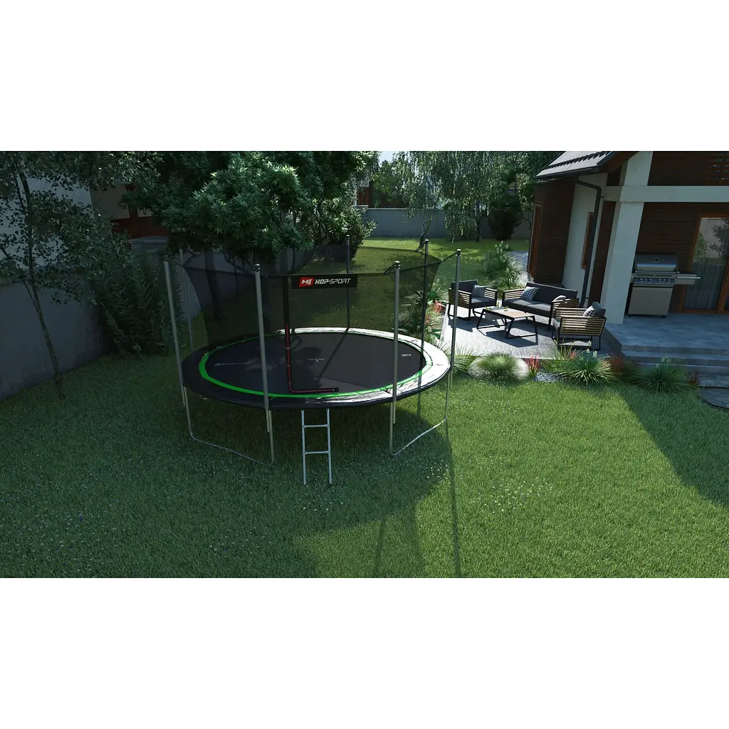 Батут Hop-Sport 14ft (427см) чорно-зелений з внутрішньою сіткою - фото 3
