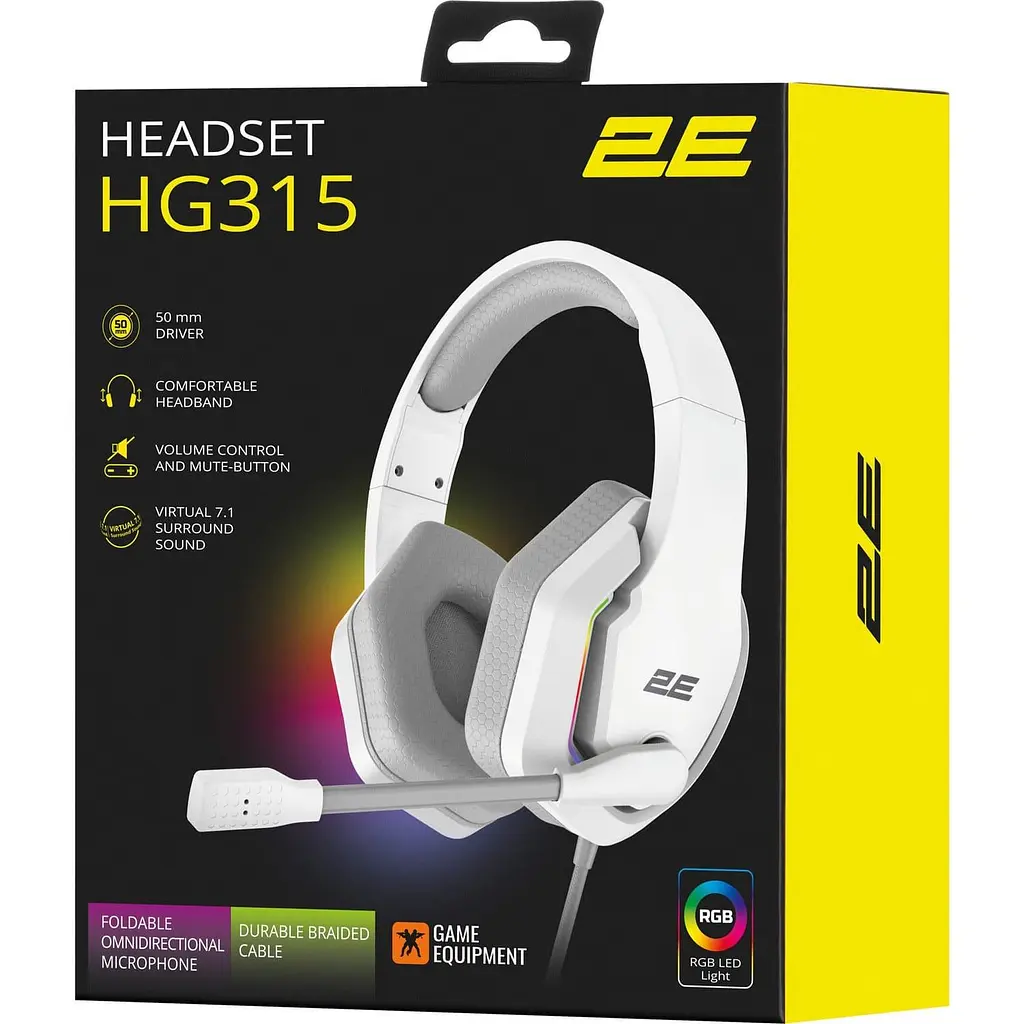 Ігрова гарнітура 2E GAMING HG315 RGB USB 7.1 White (2E-HG315WT-7.1) - фото 7
