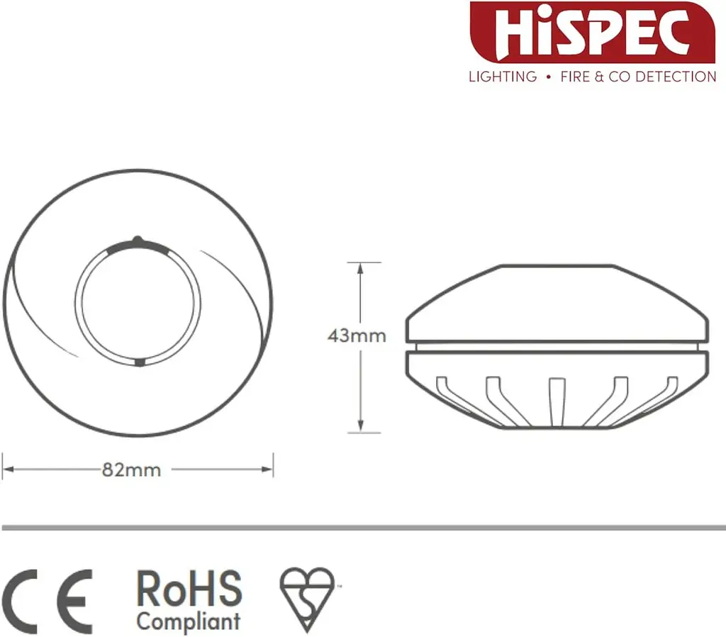 Сигналізація детектора диму HiSPEC 10-річна герметична радіочастота з живленням від батарей - фото 2