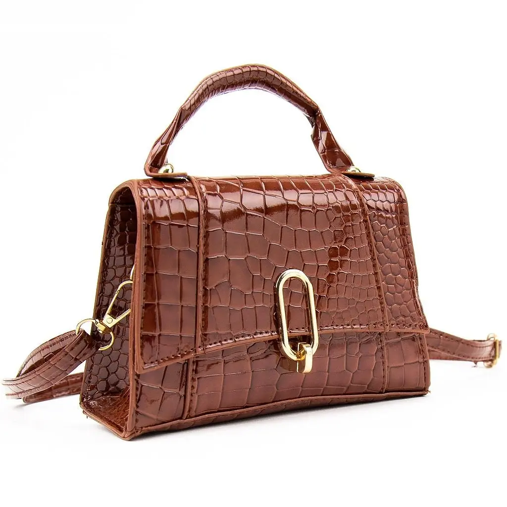 Каркасне невелике кросбоді з еко-шкіри Lilly P2-17068985C коричневе - фото 4