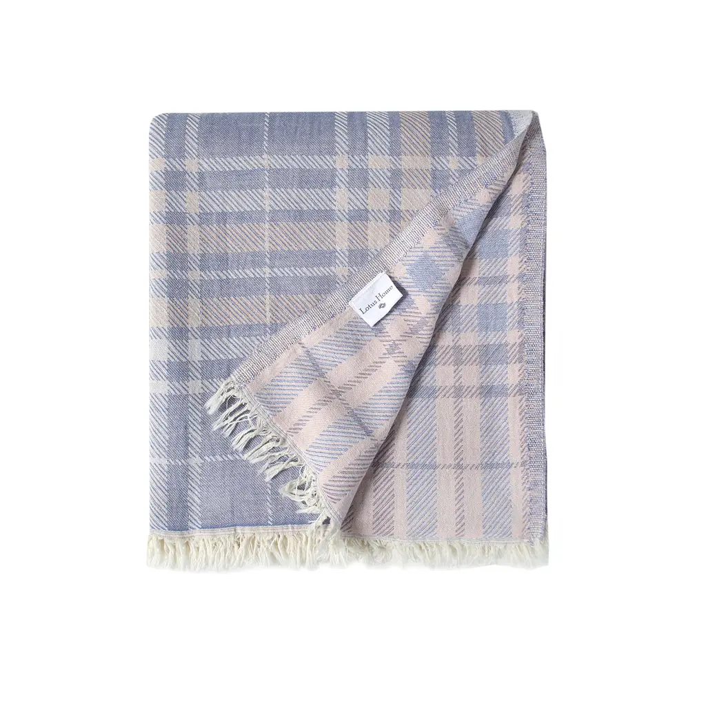 Покрывало Lotus Home - Checked Caledonia голубой 190x225 - фото 3