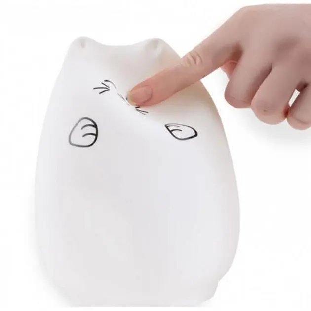 Дитячий силіконовий нічник Милий Кошеня 7 кольорів LED - фото 2