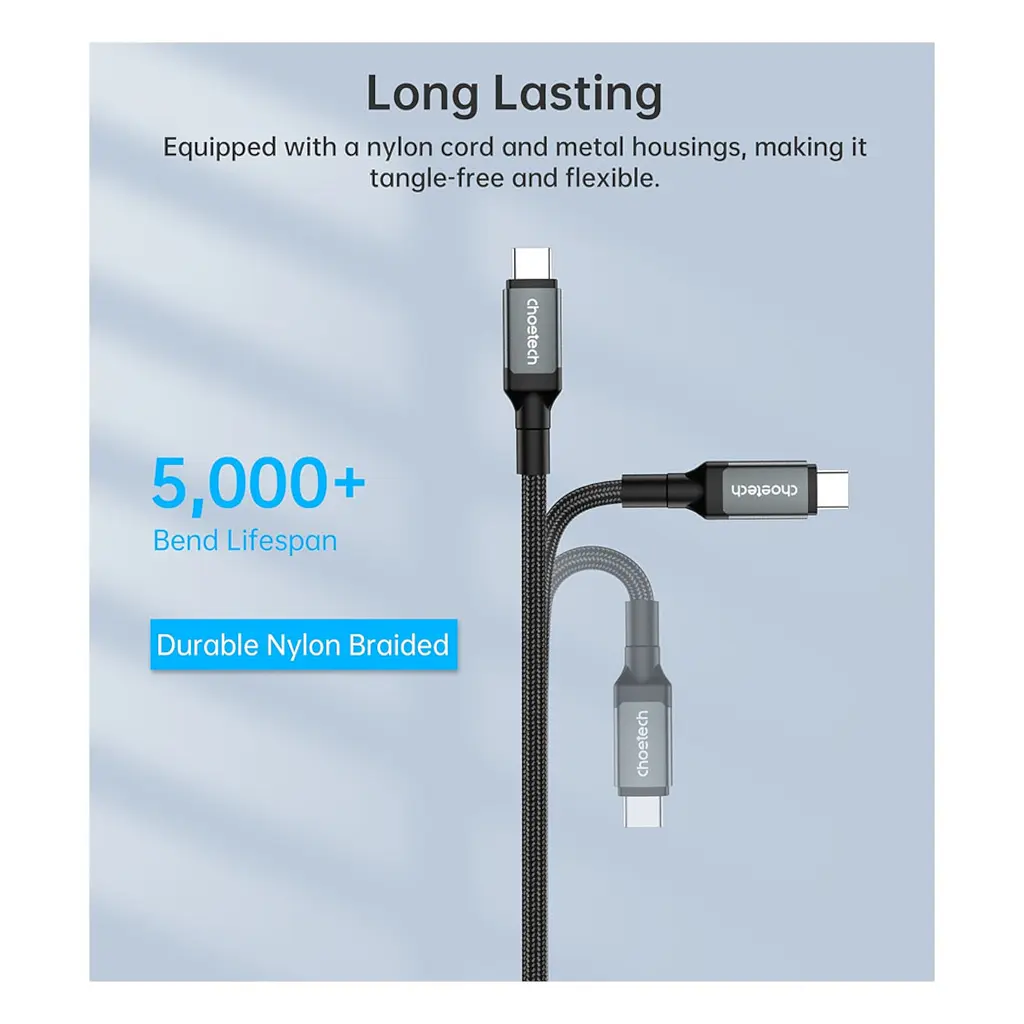 Дата кабель USB-C to USB-C 2.0m USB4 Gen 3 240W 8K Choetech (XCC-1042) - фото 8