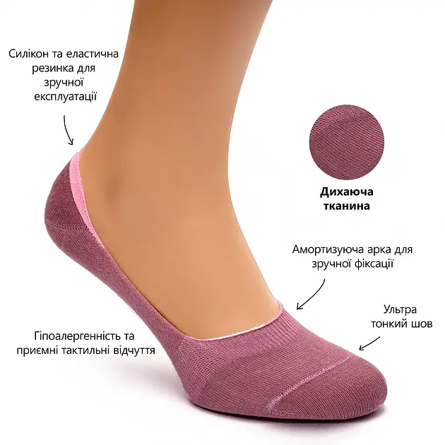 Набір 5 пар безшовних дихаючих слідів з силіконом ORGANIC cotton JILL ANTONY 35-37 - фото 6
