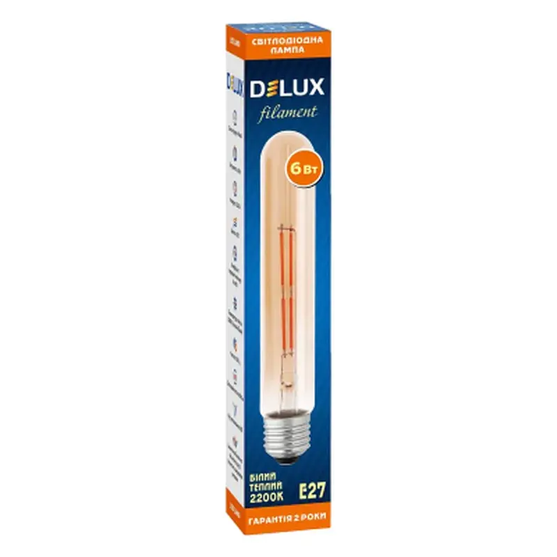 Лампочка Delux LR-39 6 Вт E27 2200K T30 amber filament (90018154) - фото 2