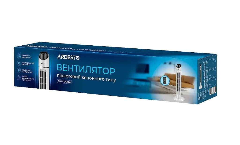 Вентилятор колонний Ardesto FNT-R36X1W 90 см 50 Вт Білий (iz16889) - фото 7