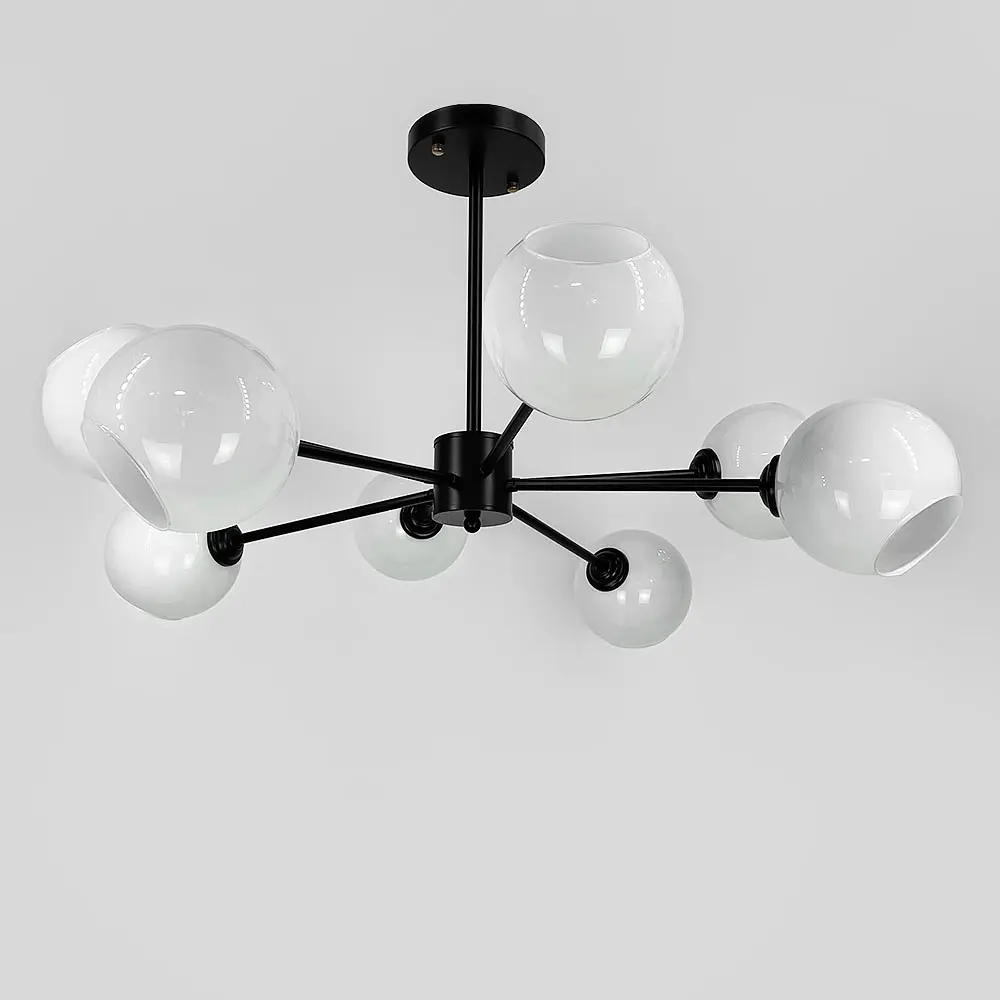 Люстра в черном корпусе на 8 белых глянцевых плафонах | Ст. F 68/8 BK | Line F - фото 4