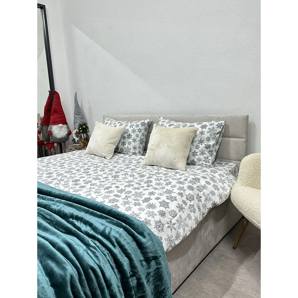 Комплект постільної білизни Ecotton Євро 15491 Снiжинка на бiлому (24265) - фото 4