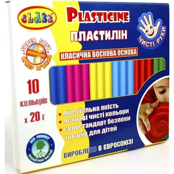 Пластилін 10 кольорів 20 гр Class MAXI 7645С