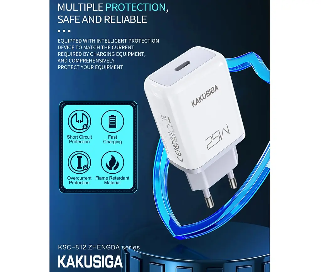 Зарядний пристрій для смартфона KAKUSIGA KSC812 PD 25W QC3.0 із швидким заряджанням - фото 3