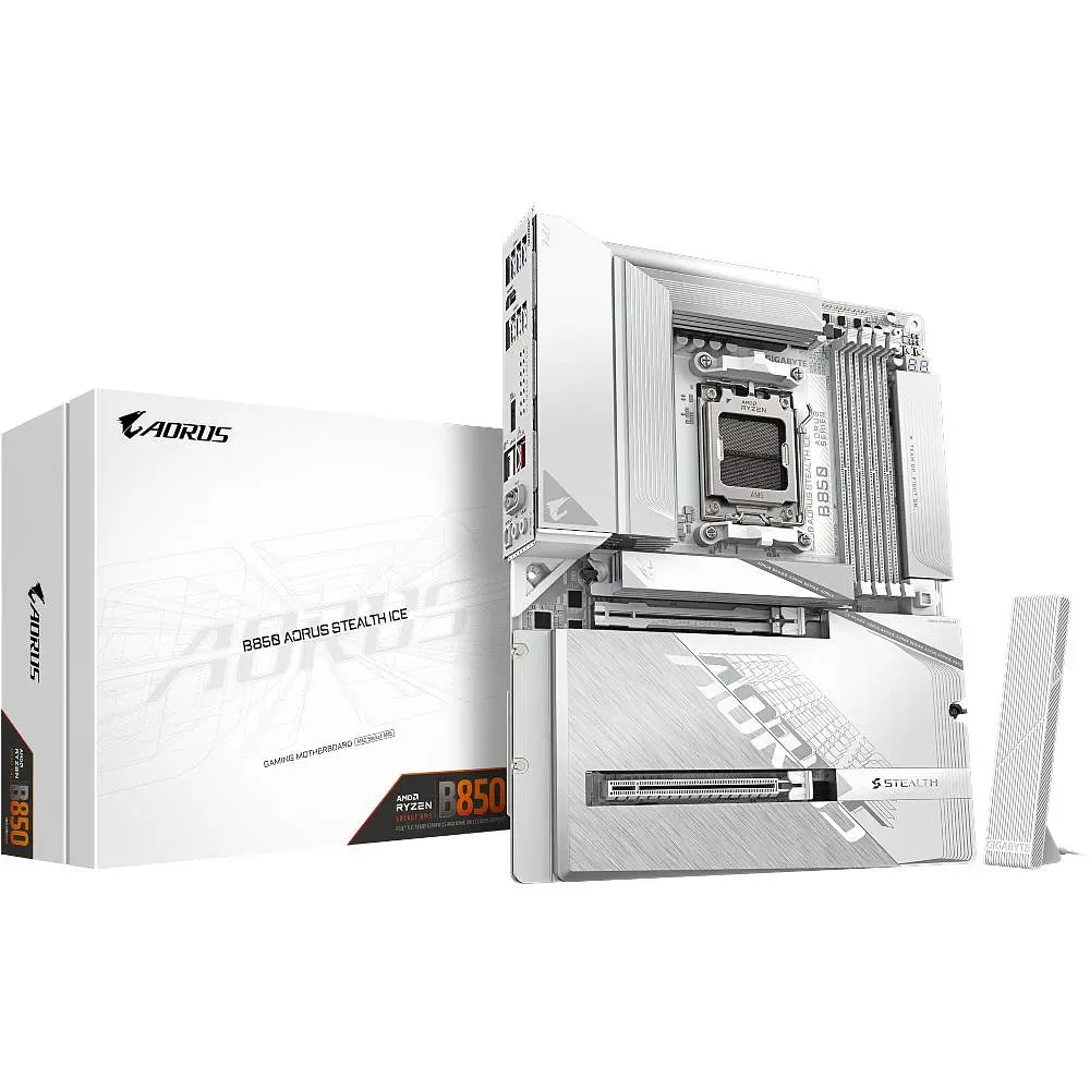 Материнська плата Gigabyte B850 AORUS STEALTH ICE (B850 AORUS STEALTH ICE) (Socket AM5, AMD B850, ATX) - фото 2