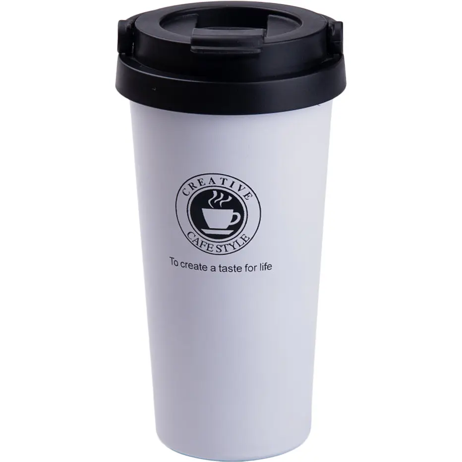 Термокружка Creative Cafe Style 500 мл с ручкой, белый Happy Life HPGM501W - фото 3