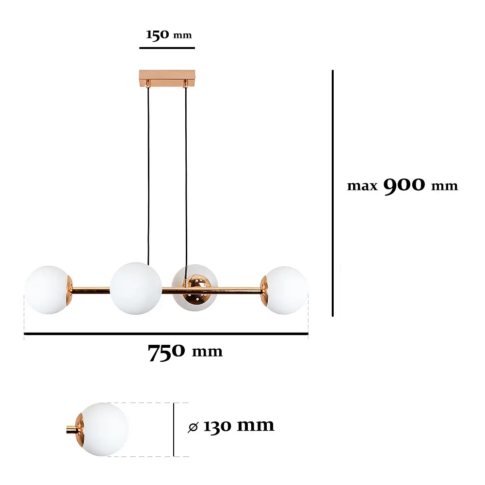 Люстра стельова LED Levistella 7529909-4 GOLD+WH, 4 плафони, золотий метал, сучасний стиль - фото 2