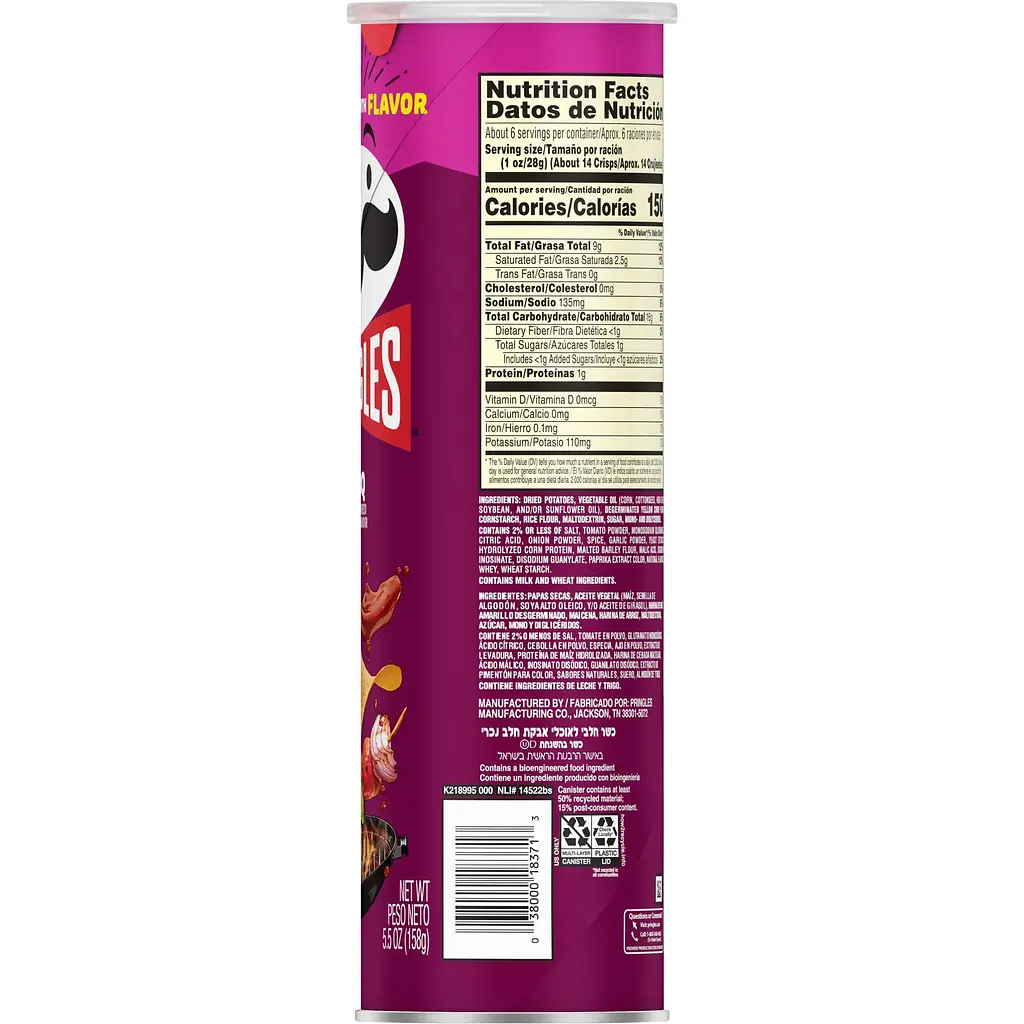 Чипси Pringles BBQ Flavored Con Sabor 158 г - фото 3