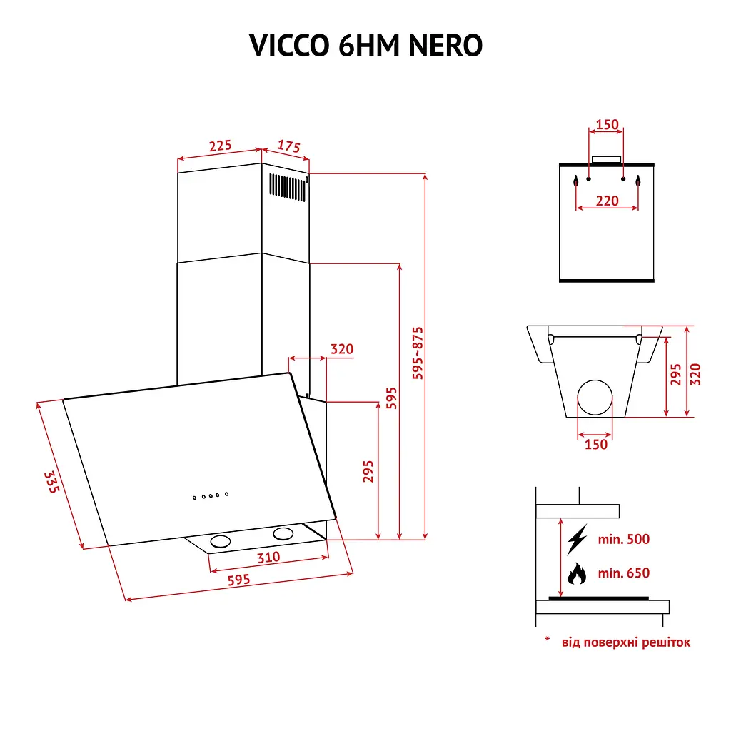 Витяжка декоративна похила PERFELLI VICCO 6HM NERO - фото 11