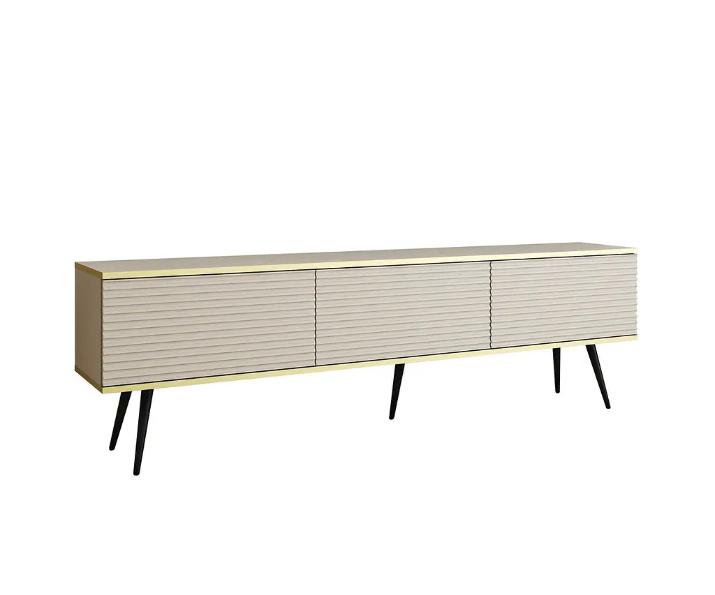 Тумба под телевизор Perfect Home Оро/Oro 3-дверная с черными ножками RTV175 MDF Бежевый (PFH-091348) - фото 3