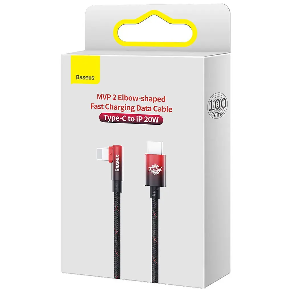 Дата кабель USB-C to Lightning 1.0m 20W 90° corner black/red Baseus (CAVP000220) - фото 5
