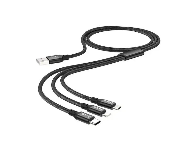 Кабель Hoco X14 3-in-1 USB Type-A to Lightning/Micro USB/USB Type-C Black (6931474719157) - фото 2