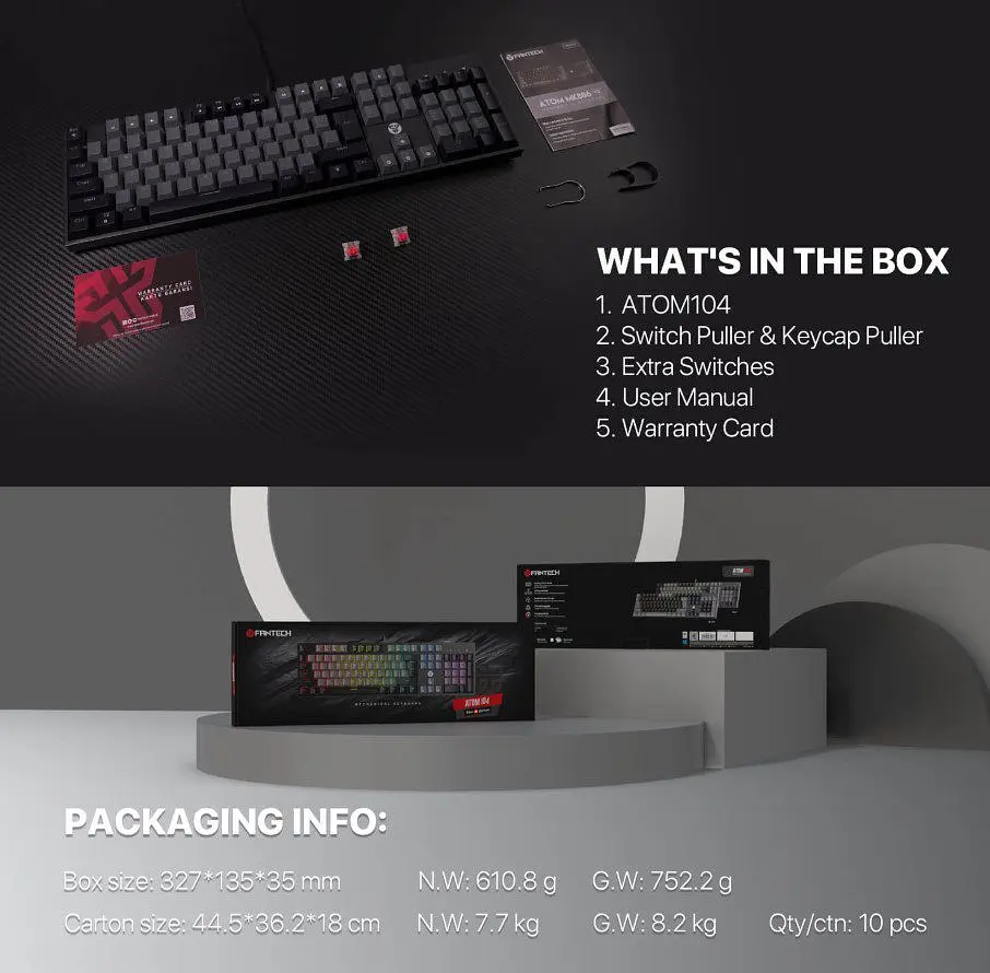 Клавіатура механічна ігрова з підсвіткою Fantech ATOM MK-886 Black-Grey, Red switch, Eng/Укр/Рус - фото 7