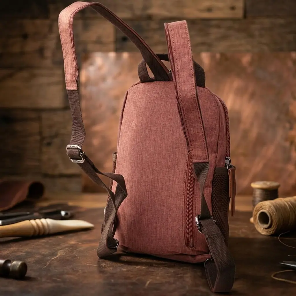 Невеликий рюкзак з поліестру з великою кількістю кишень Vintage 22150 коричневий - фото 4