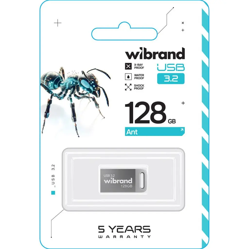 Флеш-накопичувач Wibrand Flash USB 3.2 Gen1 Ant 128GB Silver (WI3.2/AN128M4S) - фото 2