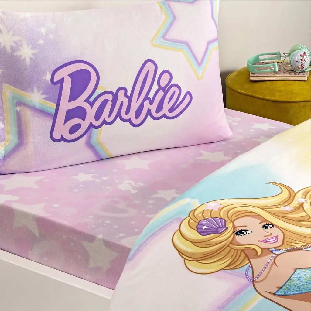 Підлітковий комплект Disney Barbie Mermaid Ранфорс / простирадло на резинці Tac pbe0051181 - фото 3